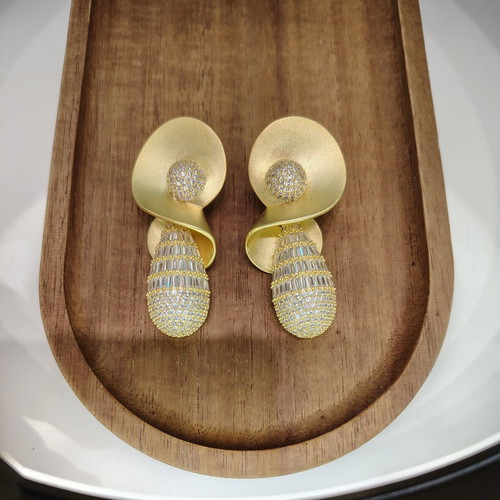 Gold plated long earrings with zircon stones, impressive