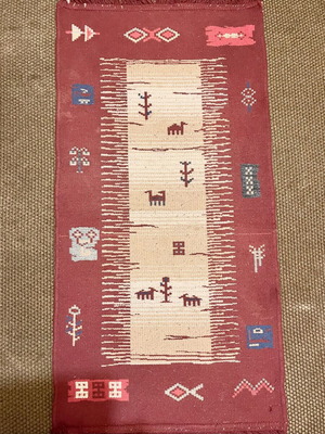 Cotton rug used small with Gabbeh designs 1x0.5 m