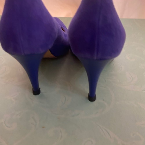 Suede Gianna Kazakou pumps blue electric, worn once, size 39, 8cm heel