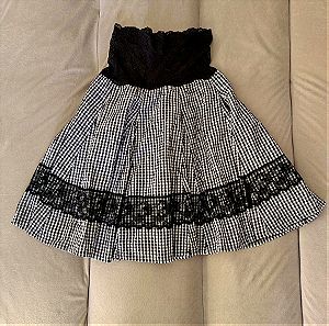 Vintage καλοκαιρινή καρό φούστα με δαντέλα