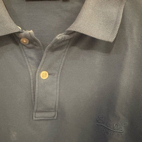 Superdry Polo shirt size XL like new, sea blue with small white defect