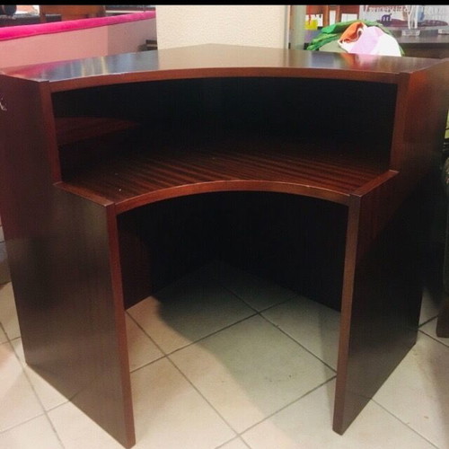Corner furniture used, solid walnut wood, broken glass surface