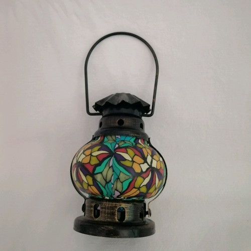 Brass hanging lantern vintage with mosaic designs like new
