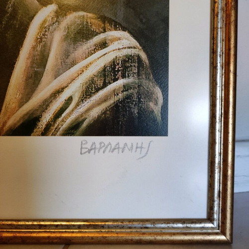 Varlamis painting like new, authentic signed copy with frame
