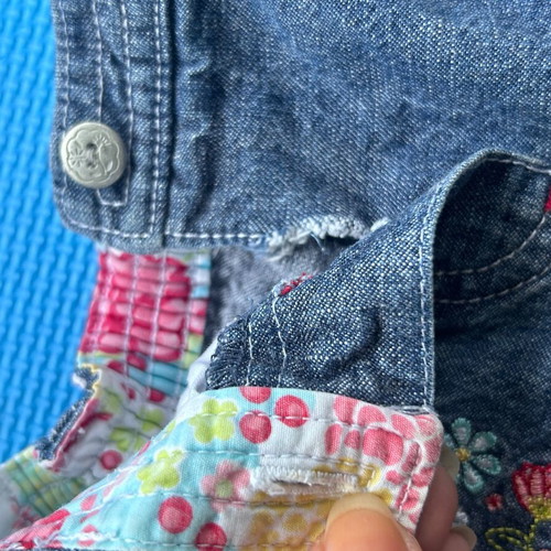 Mothercare baby girls denim shorts with floral embroidery like new, 3-6 months