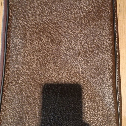 Leather envelope handbag used, brown, 40x30 cm