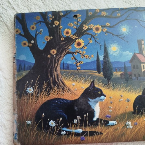 Wall Decor inspired by Van Gogh on plywood, new, 40x15 cm