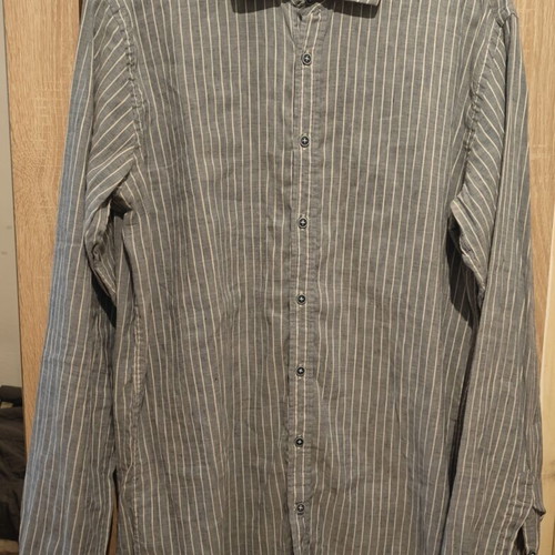 Manetti Slim Fit striped shirt used, blue and white, size M