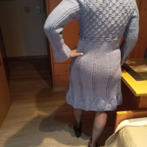 Midi wrap dress used, blue, handmade