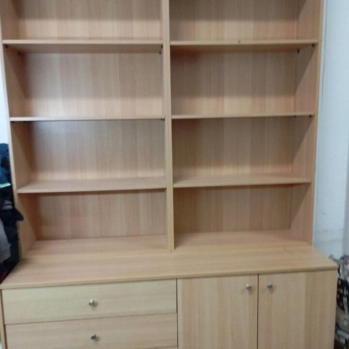 Melamine shelves like new with drawers and cabinet