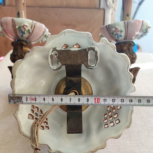 Vintage wall light applique used, porcelain