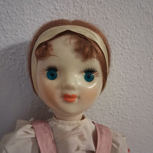 Vintage USSR doll 44cm used, clothes with wear