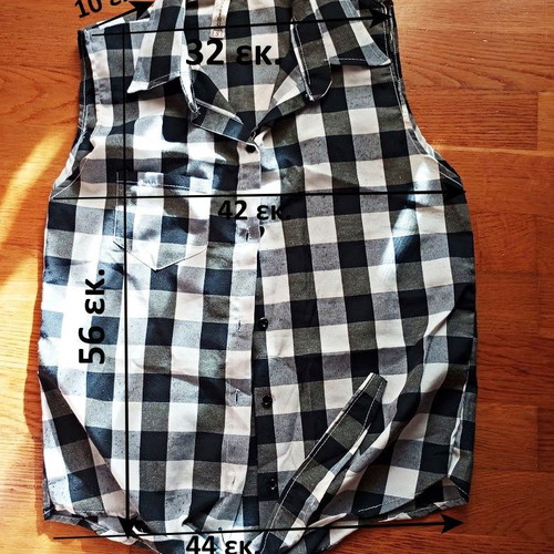 Massimo Life sleeveless shirt used, black and white gingham, cotton, size S