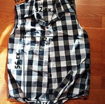 Massimo Life sleeveless shirt used, black and white gingham, cotton, size S