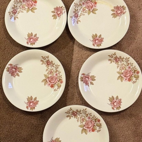 Set of 5 vintage porcelain plates like new with romantic floral design