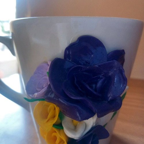 Handmade mug with flowers new