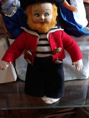 Sailor Victorian papier-mâché doll used with minor wear