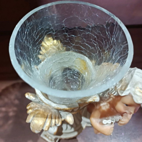 Vintage angel candle holder glass new