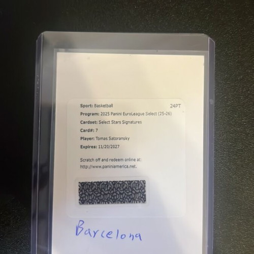 Tomas Satoransky Select Euroleague Barcelona card new
