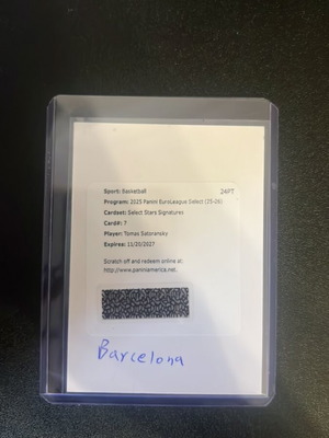 Tomas Satoransky Select Euroleague Barcelona card new