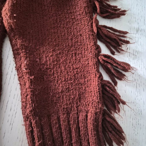 Zara brick red boho sweater used with tassels on sleeves for 11-12 years