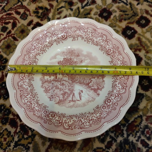 Swiss Landscape plates set used, 18 pieces, 6 fruit, 6 shallow, 6 deep
