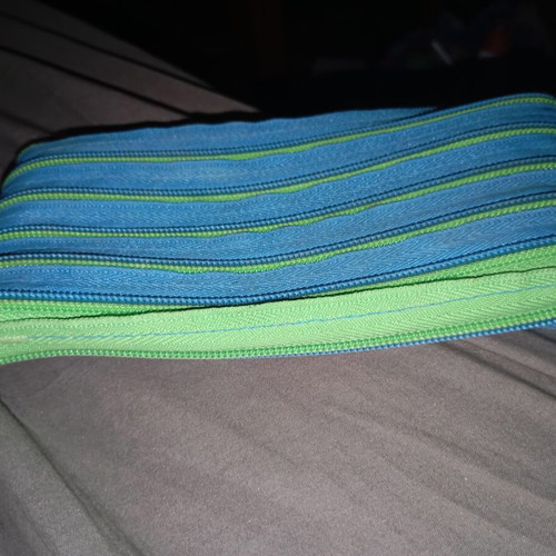 ZiPit vintage toiletry bag like new, textile with neon zipper