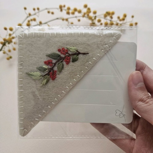 Handmade embroidered corner bookmark new