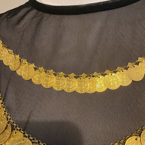 Traditional two-row chest jewelry new, gold-colored
