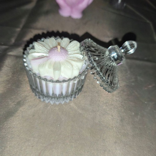Candle in glass holder new, variety of scents and designs