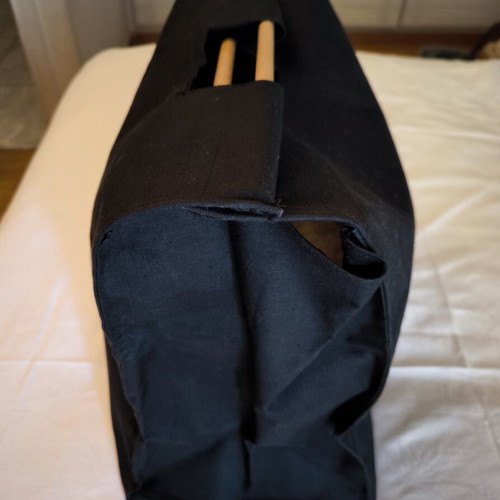 Tote bag like new, black canvas with wooden handles