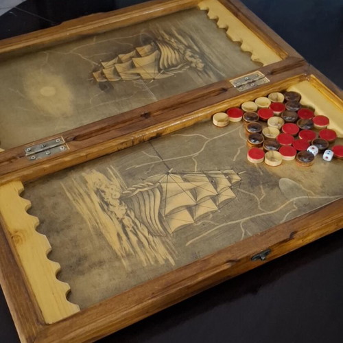 Backgammon handmade wooden, new, very heavy