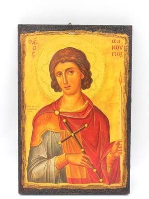 Άγιος Φανούριος Ορθόδοξη Βυζαντινή Εικόνα 30,5x20,5εκ. χειροποίητη