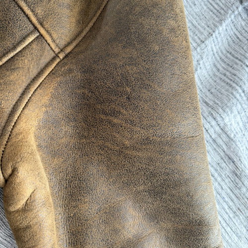 Leather jacket, beige, men's medium-large