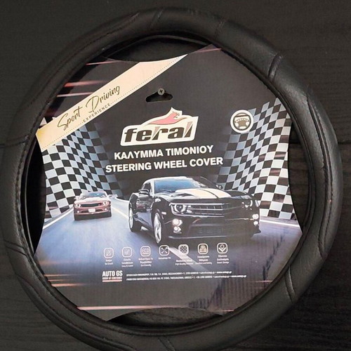 Car steering wheel cover leatherette with stitching black Small 36cm new