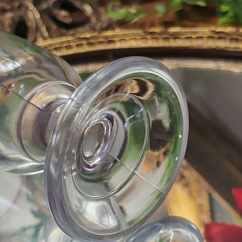 Retro pressed glass collector's cup, hand-painted sunflower design