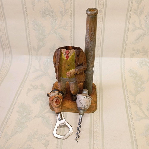 Rare ANRI wooden carved bottle opener used