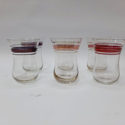 Vintage Azerbaijani Tea Glasses Set of 6 Tulip Shape with Original Box like new