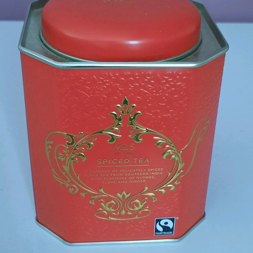 Metal square M & S tea tin new
