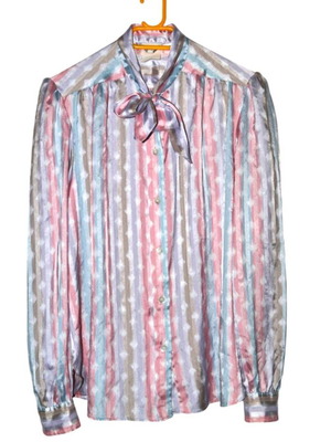 Vintage secretary women's shirt with bow pink-purple like new