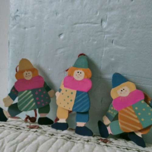 Set of three wooden jointed dolls like new