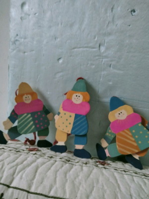 Set of three wooden jointed dolls like new