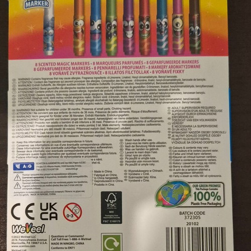 Scentos Magic Markers set of 8 scented markers with colour change