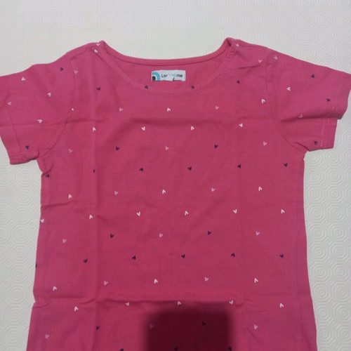 Girls' set with short-sleeve blouse and capri pants No.8 like new, pink with hearts