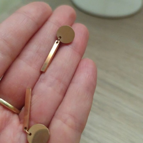 Silver dangling earrings with rose gold tone