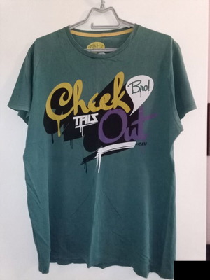 T shirt Pull & Bear used, XL, green with XDYE skate/hiphop print