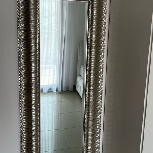 Wall mirror new with carved wooden silver frame 150x60 cm