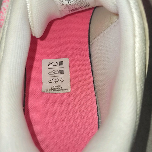 Puma sneakers size 39 like new, white and pink