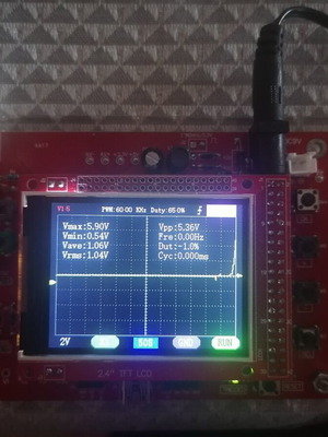 DSO138 digital oscilloscope with 2.4" TFT screen, power supply and probes