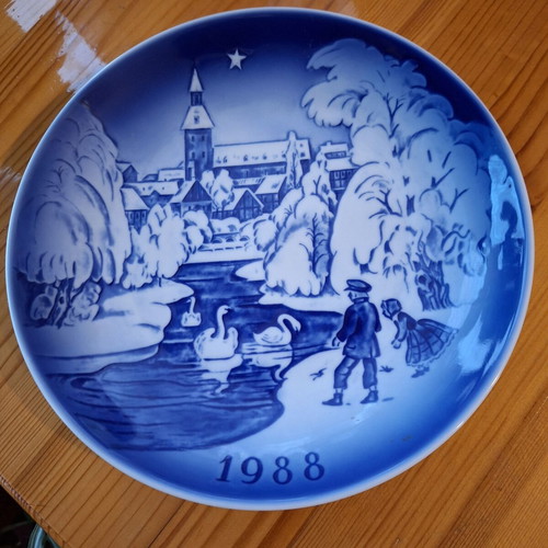 Collector's plate Old Copenhagen Blue style new, The Bell Deep, 19 cm